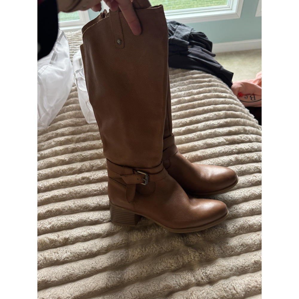NATURALIZER Women's Kim Riding Boots Chestnut Pebbled Leather Heeled Size 8.5 - Picture 2 of 8